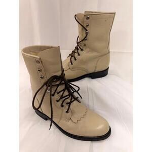 Justin Roper Combat Cowboy Boots Ivory/Pearl Size 5 1/2 C
